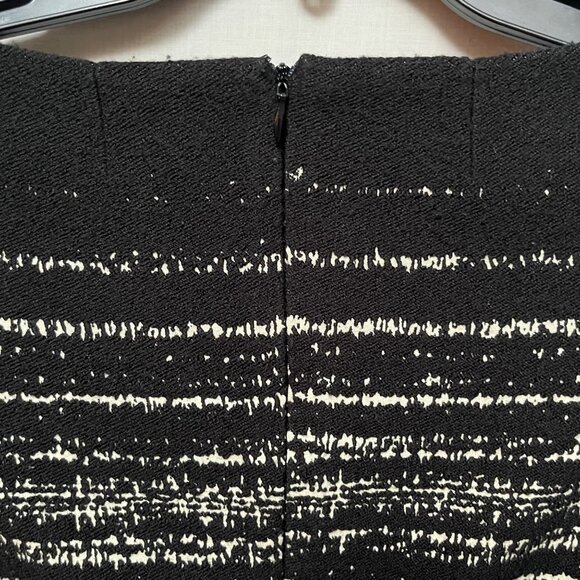 Rickie Freeman Teri Jon Black White‎ Stripe Short Sleeve Wool Fitted Dress Sz 8 - Picture 5 of 7